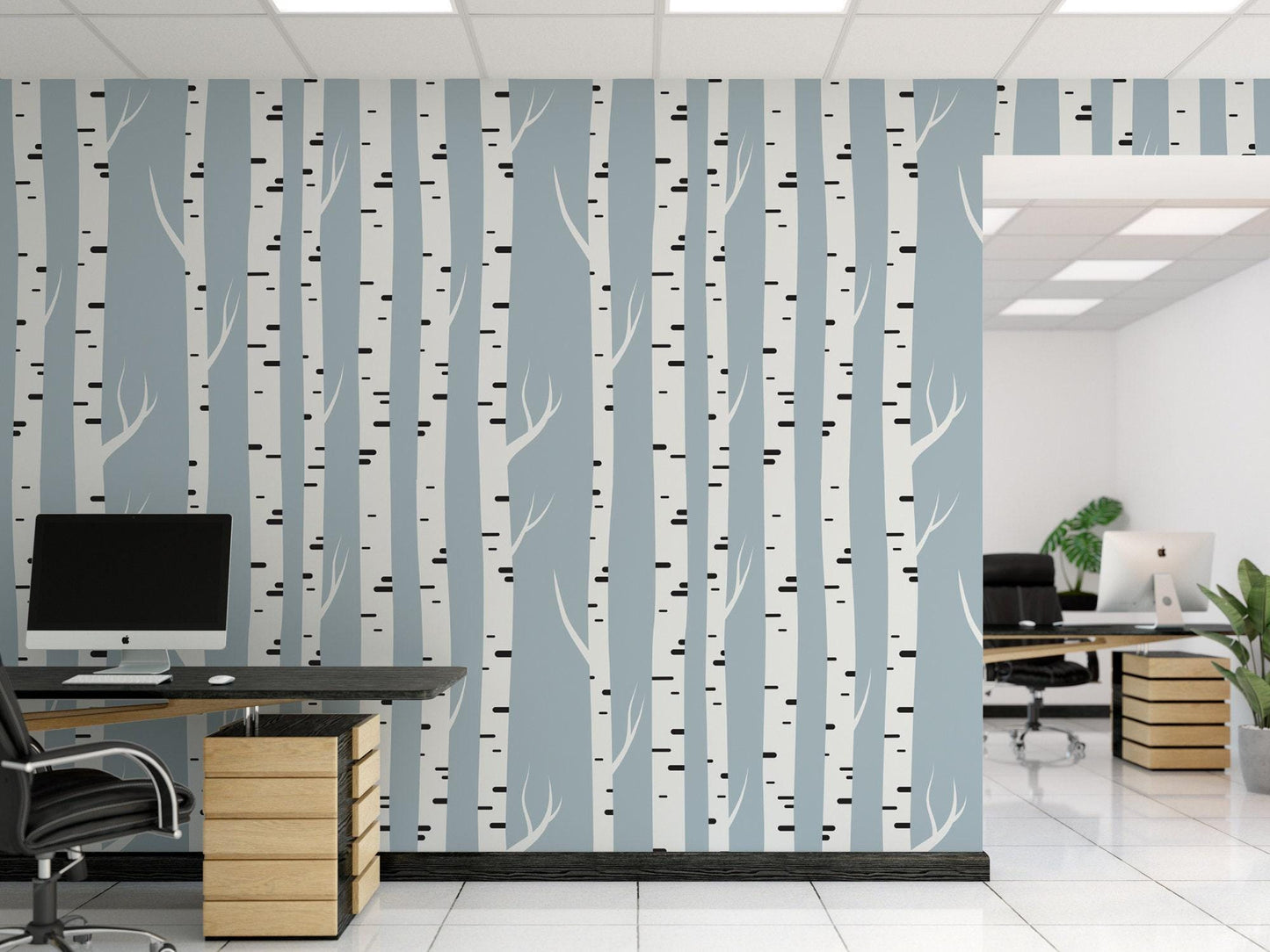 Birch Trees Forest Removable Wallpaper, Wall Art, Peel and Stick Wallpaper, Mural, Living Room, Nursery Wallpaper, Accent, MW1285