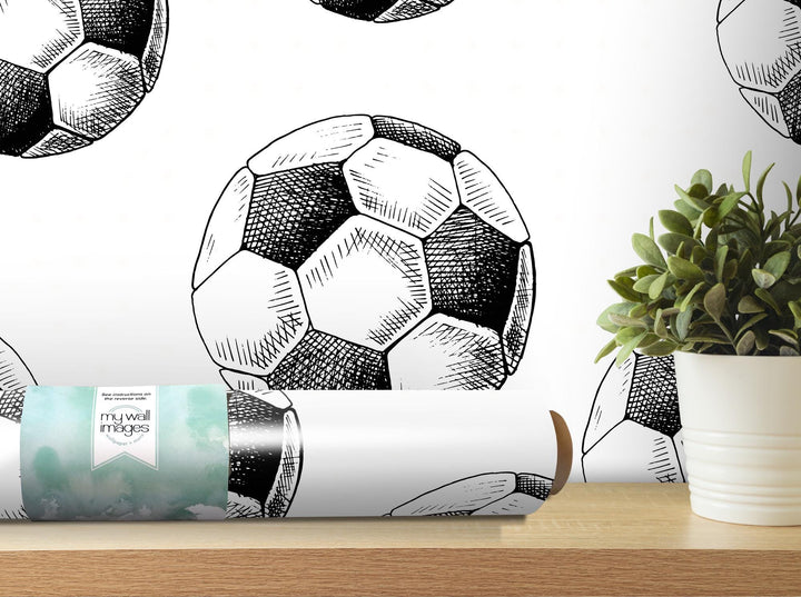 a wall with a soccer ball drawn on it