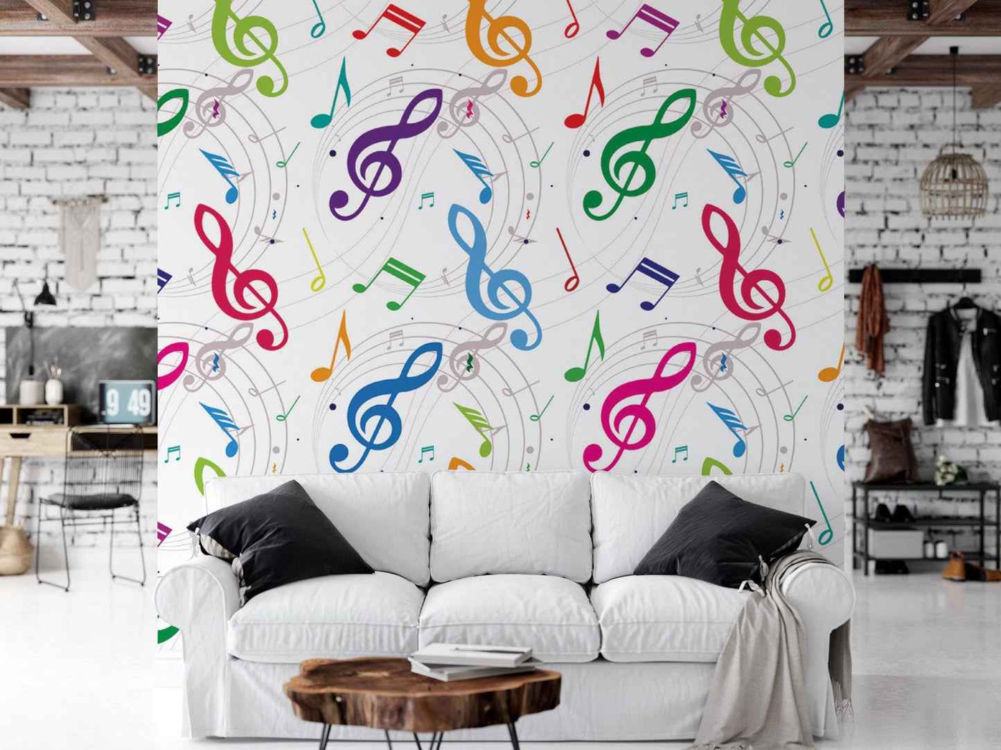 Colorful Music Notes, Music Studio Wallpaper MW1323