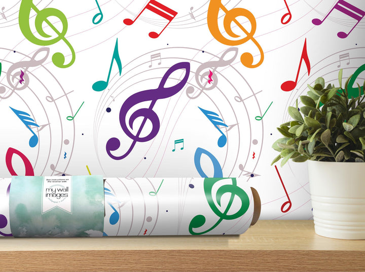 Colorful Music Notes, Music Studio Wallpaper MW1323