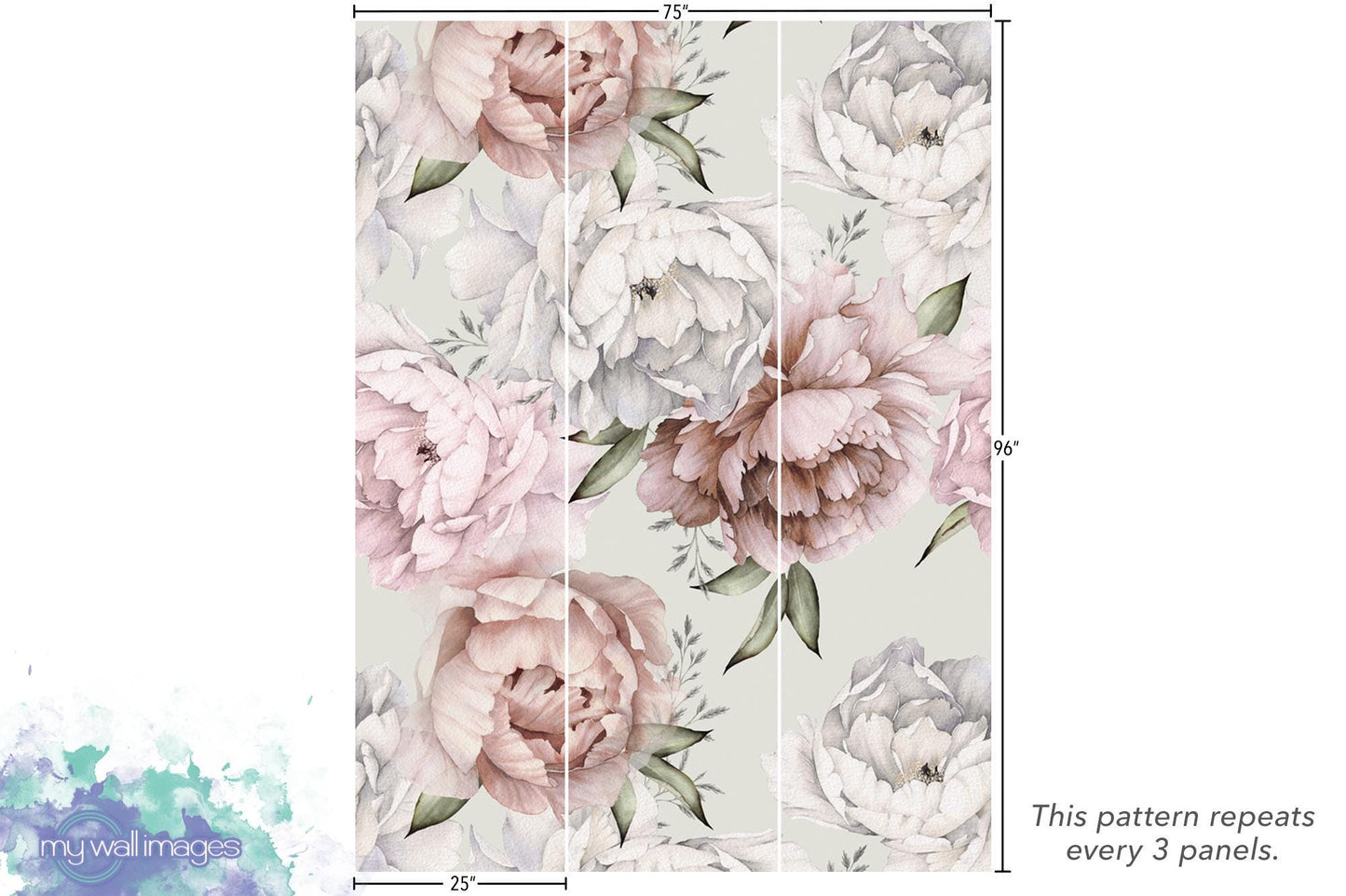 a room divider with pink flowers on it