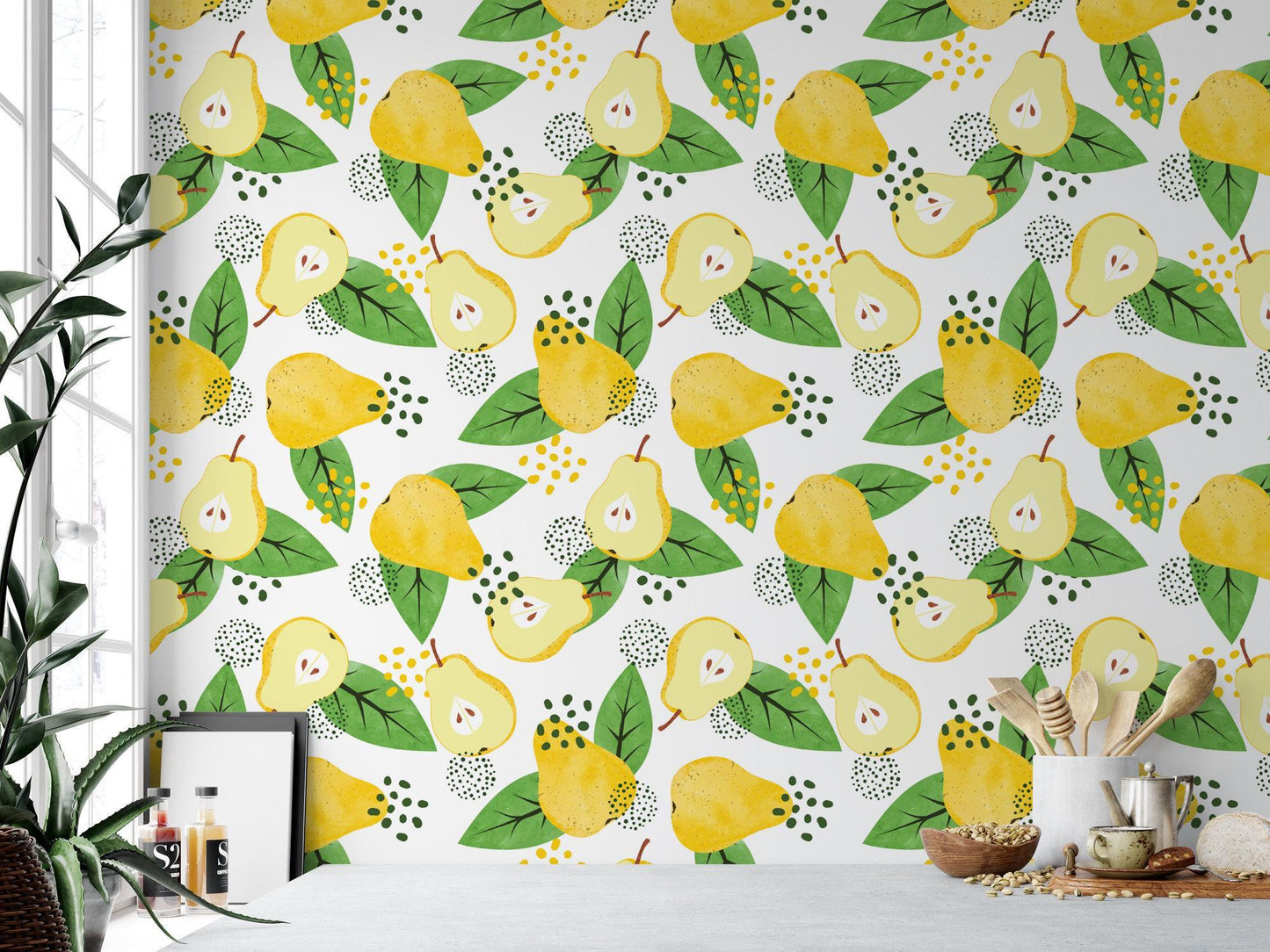 Pretty Pears and Pear Slices Wallpaper MW1418