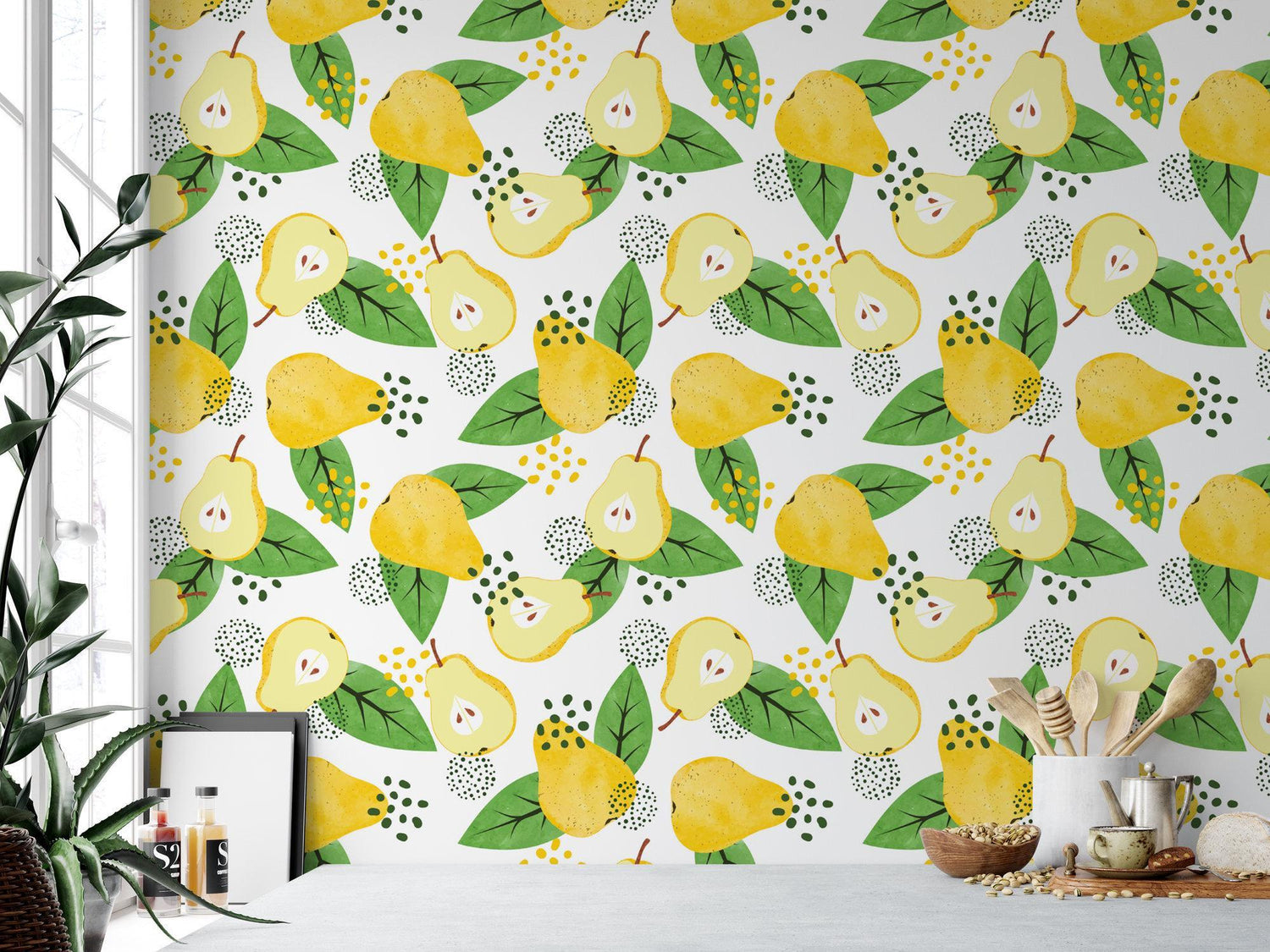Pretty Pears and Pear Slices Wallpaper MW1418