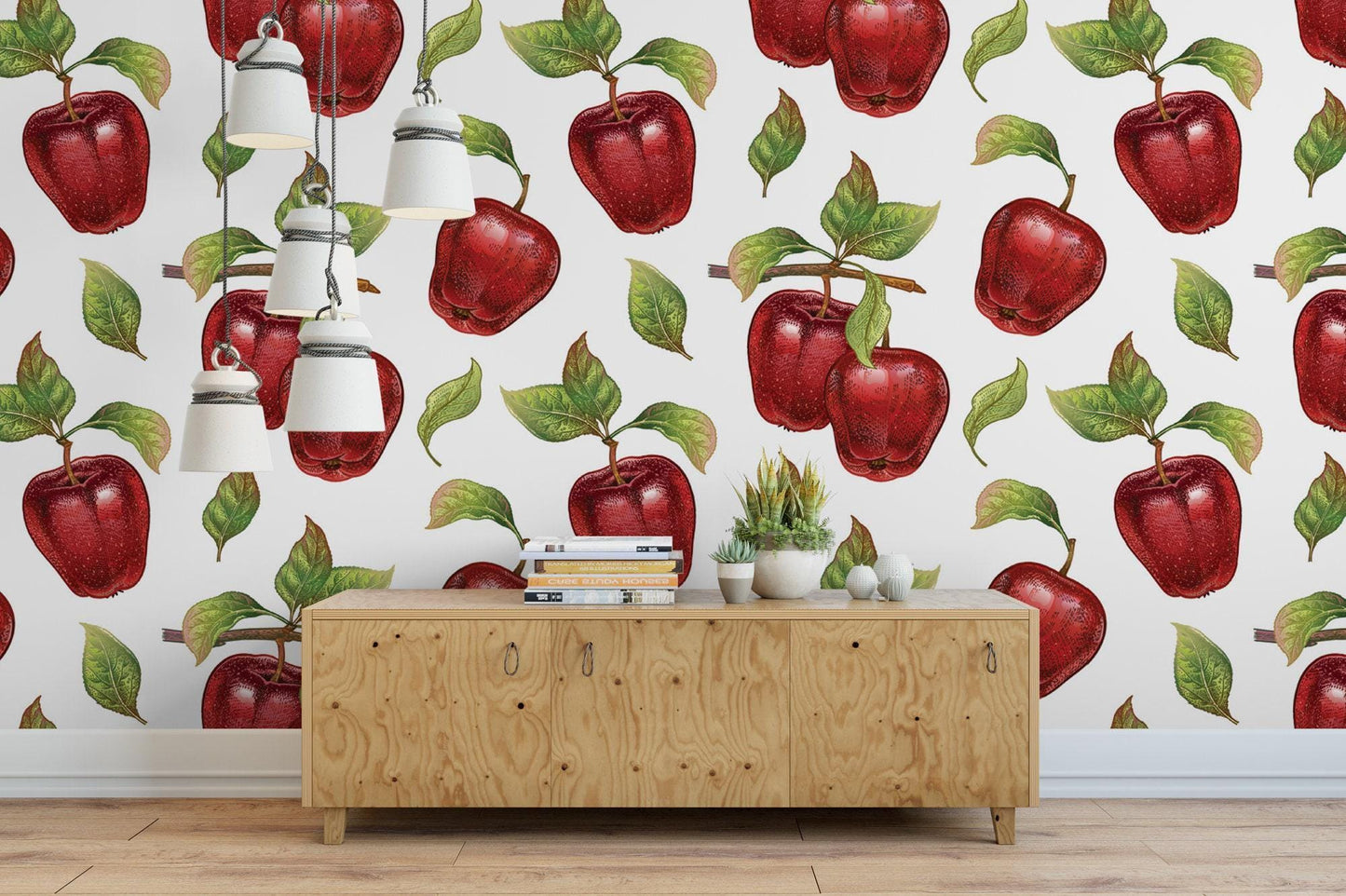 Red Apples with Leaves Wallpaper MW1340
