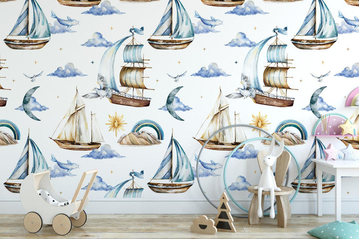 Watercolor Sailboats Wallpaper MW1953