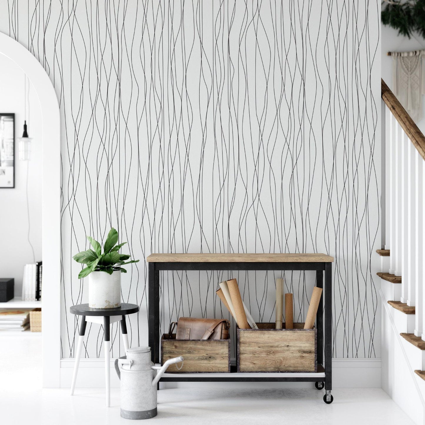 Abstract Black Lines Modern Wallpaper MW1544