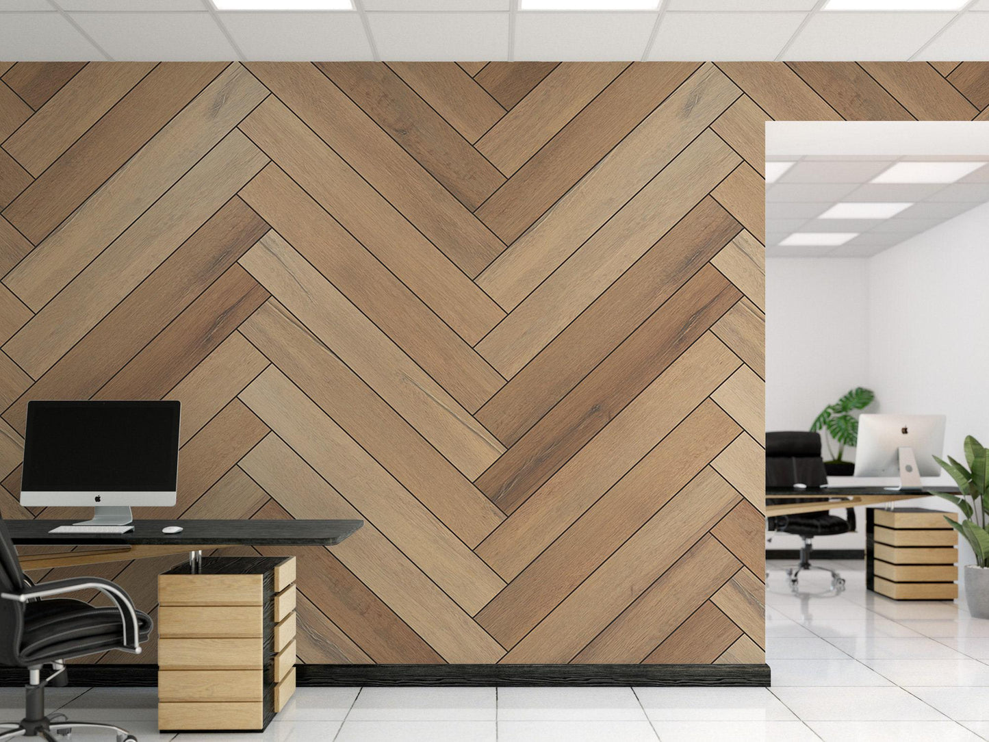 Large Wide Faux Wood Herringbone Wallpaper MW1683lg
