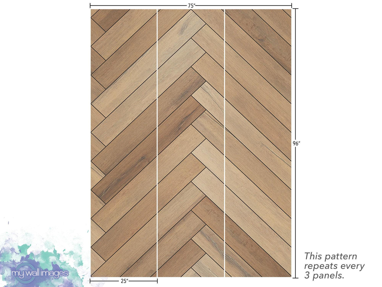 Large Wide Faux Wood Herringbone Wallpaper MW1683lg