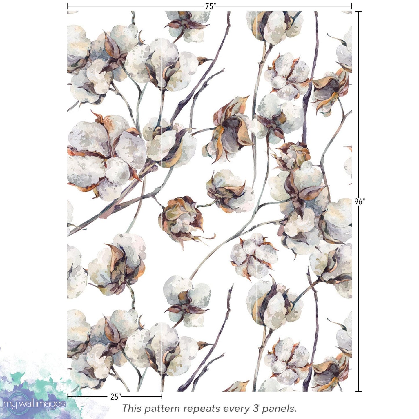 Cotton Flowers Vines Natural Wallpaper MW1803