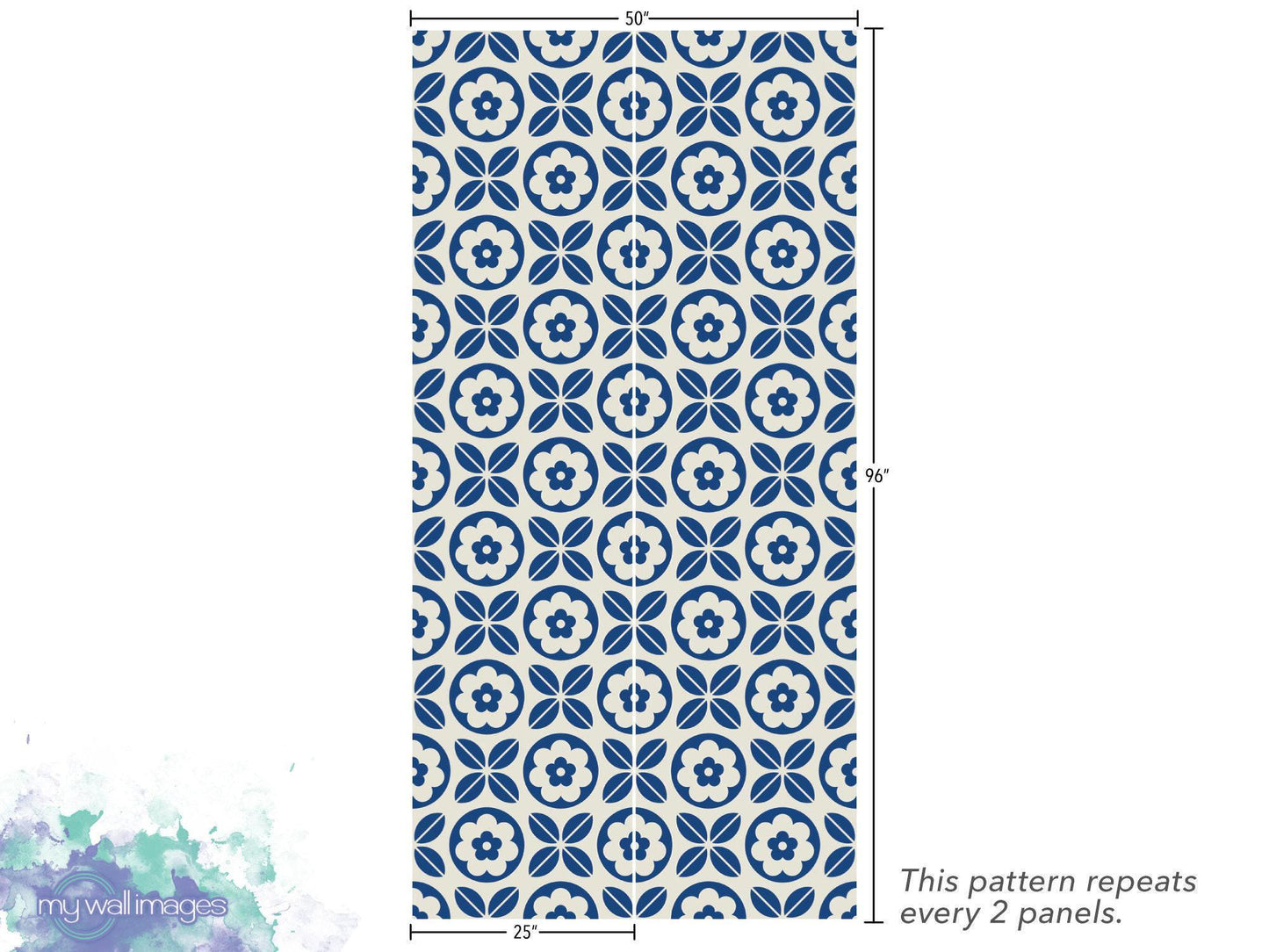 Navy Blue Folk Art Scandinavian Wallpaper MW1438
