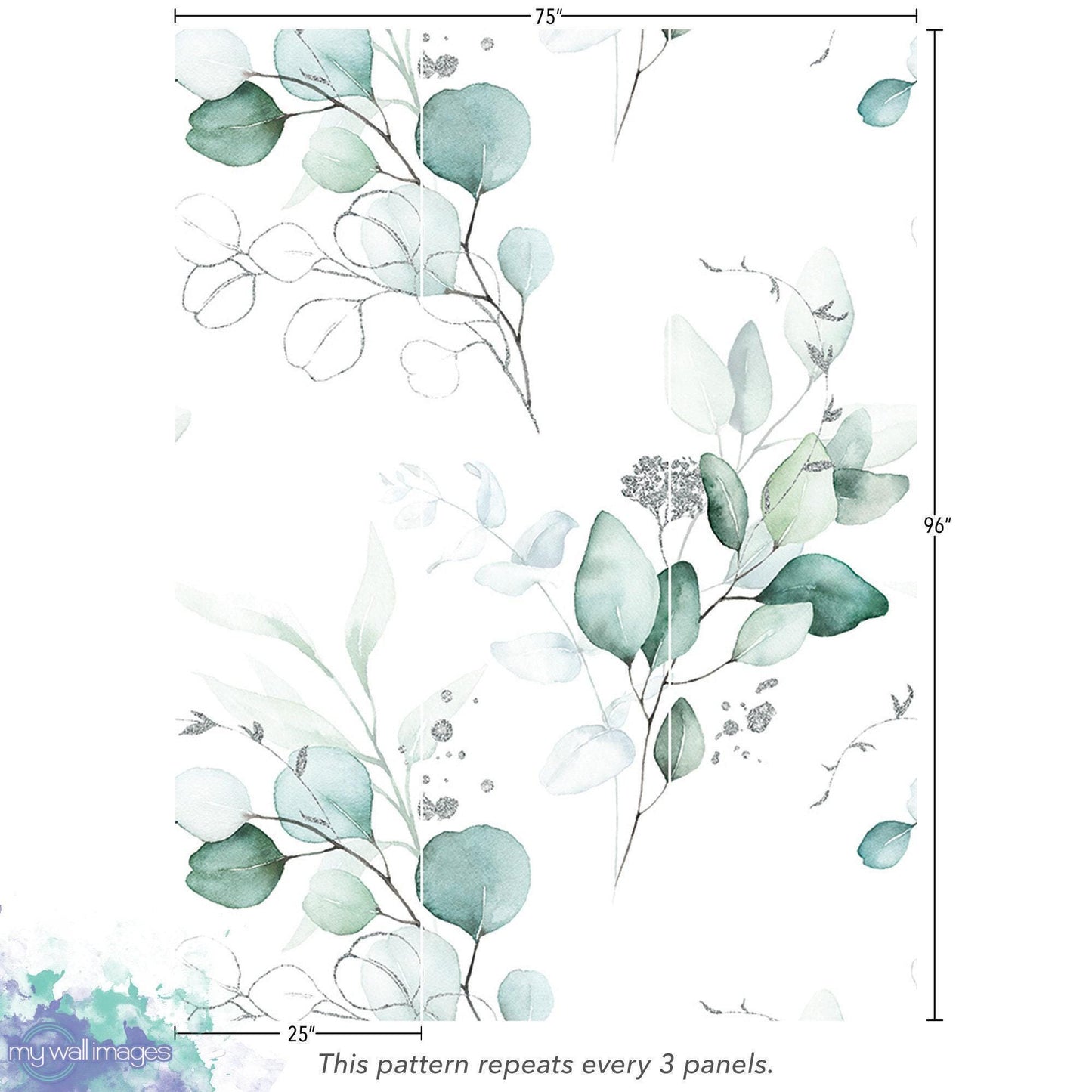 Green and Silver Leaves Wallpaper MW1680L