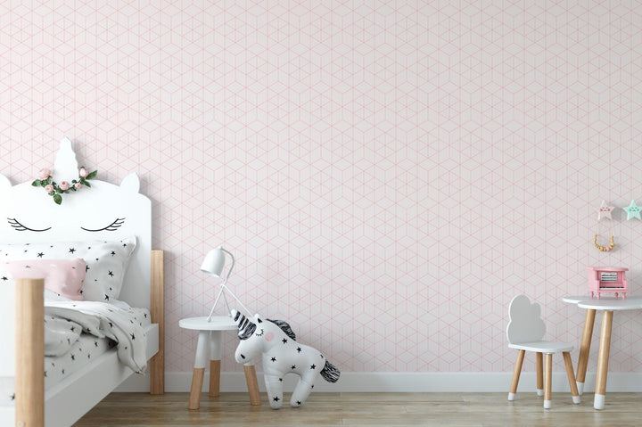 Delicate Pink and White Geometric Wallpaper MW1145
