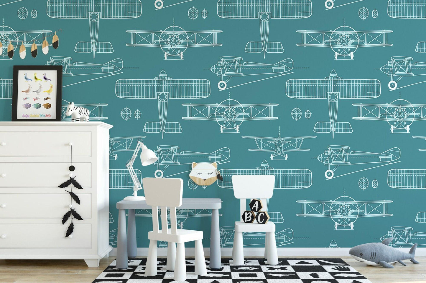 Vintage Airplane Blueprint Wallpaper MW1963
