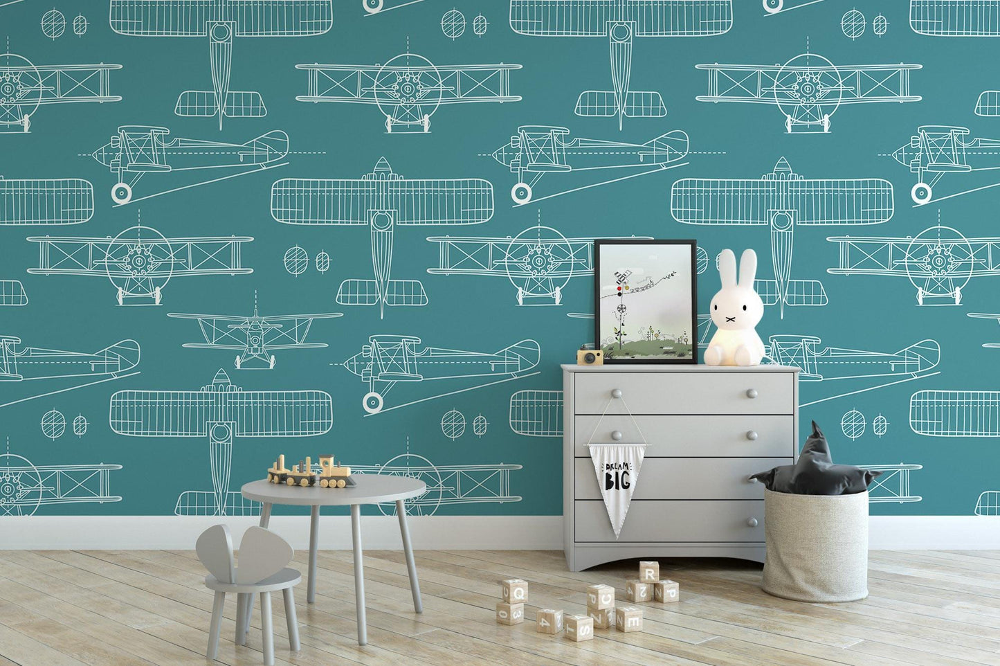 Vintage Airplane Blueprint Wallpaper MW1963