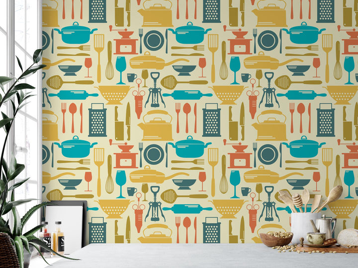 Retro Kitchen Accessories Wallpaper MW1311
