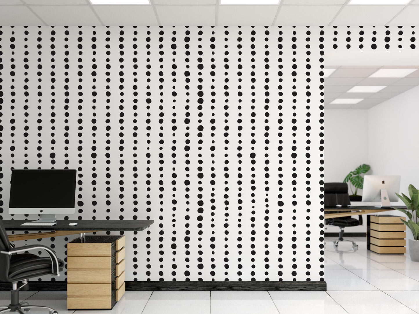 Artsy Black Dots Lines Modern Wallpaper MW1422
