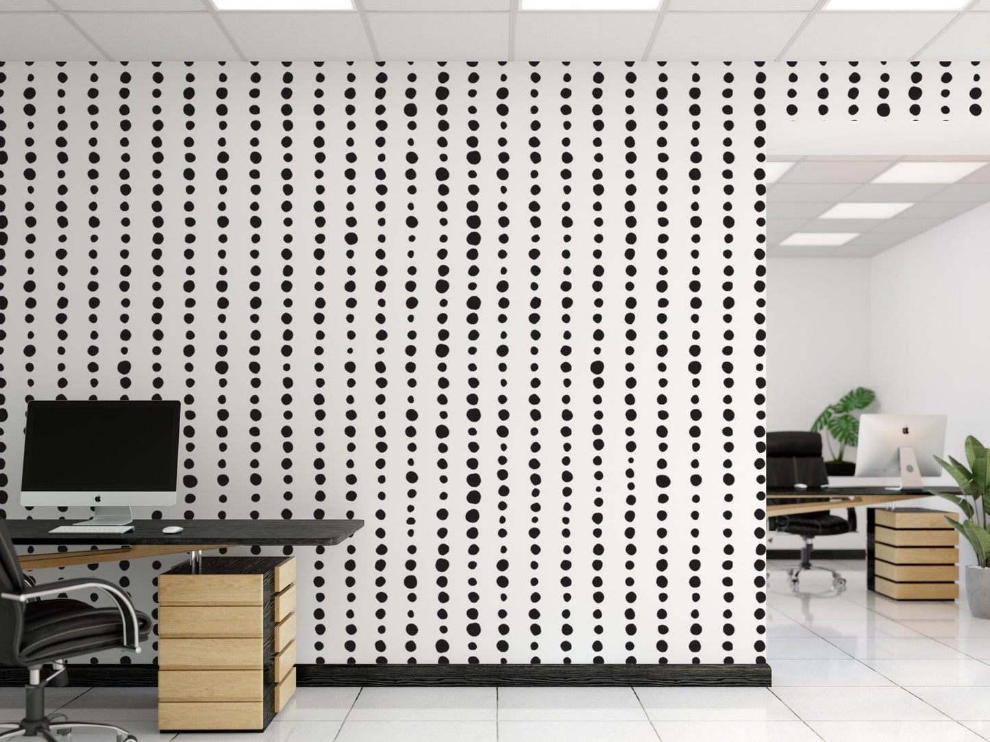 Artsy Black Dots Lines Modern Wallpaper MW1422