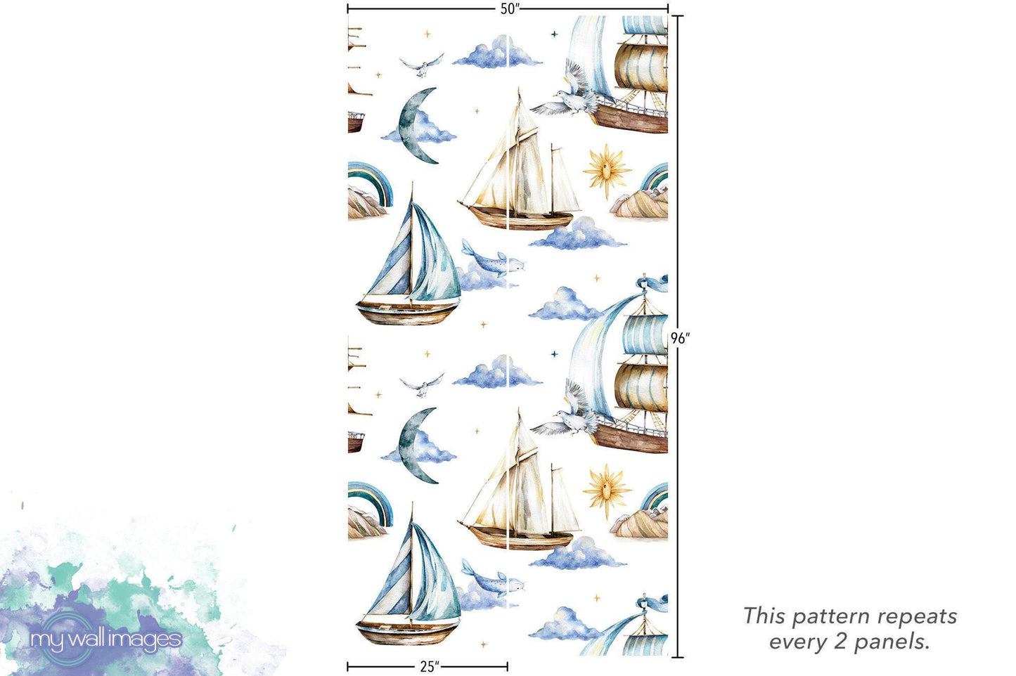 Watercolor Sailboats Wallpaper MW1953