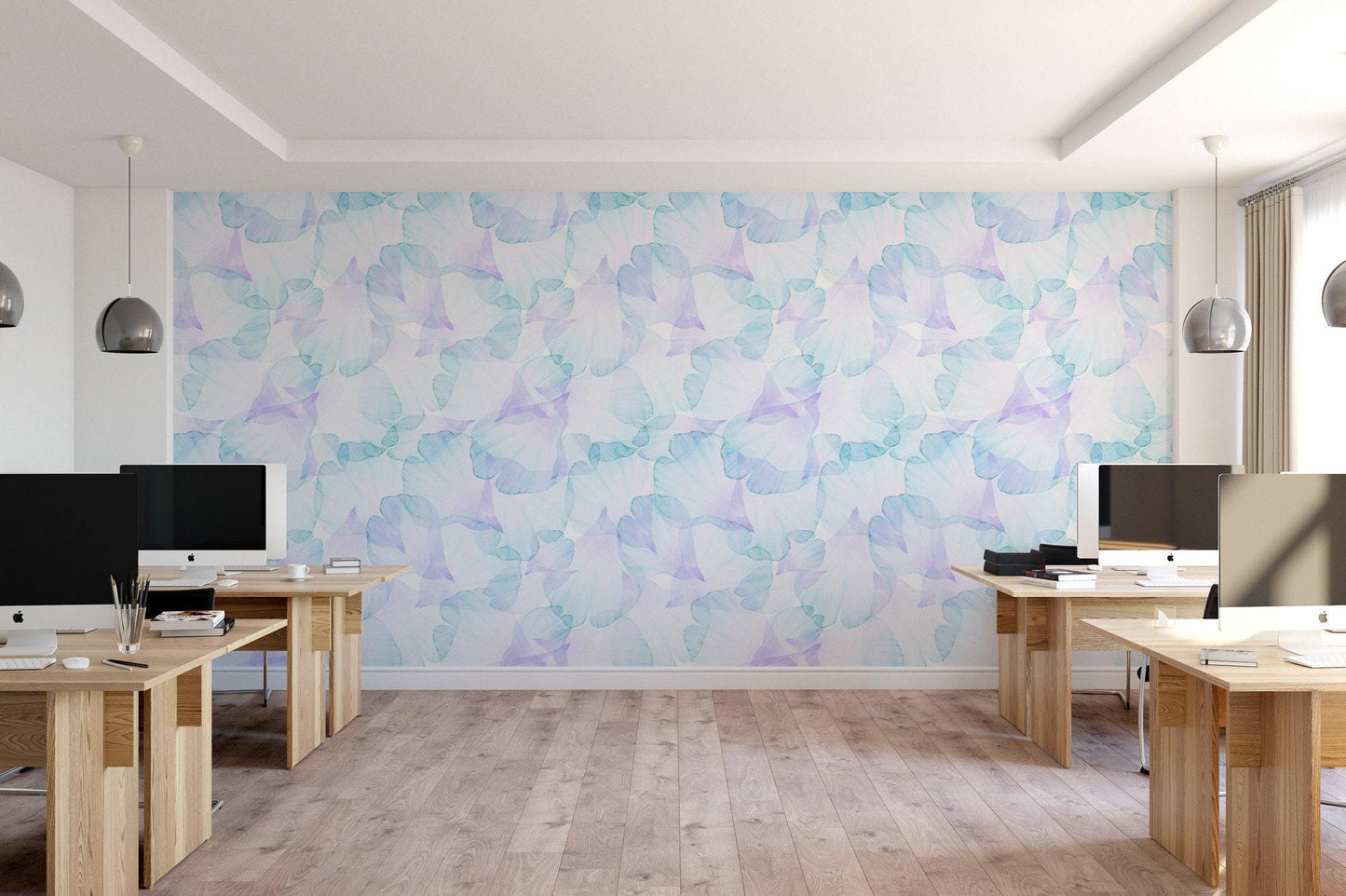 Blushing Blue Purple Floral Wallpaper MW1019