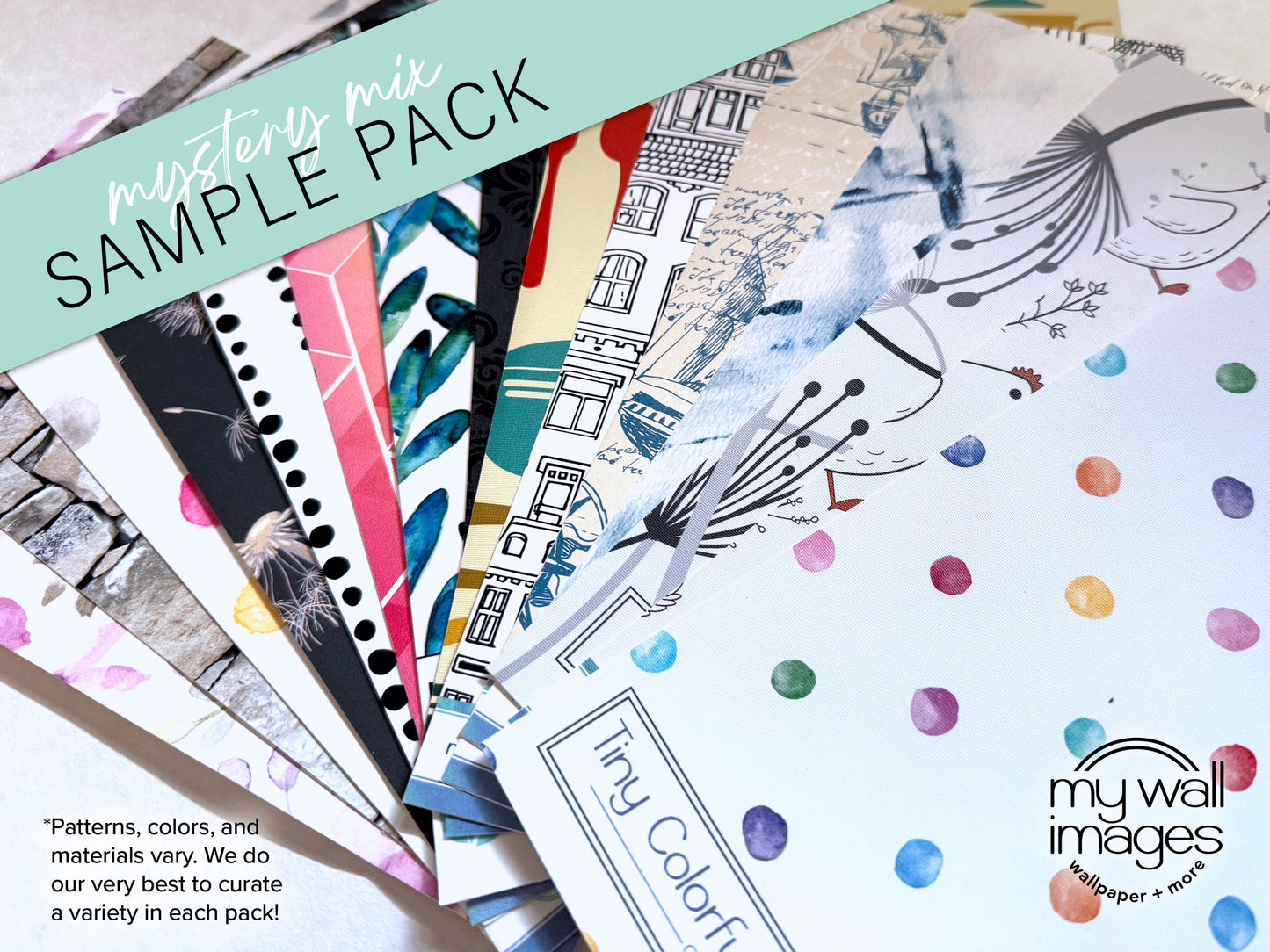 NEW! Wallpaper Sample Pack - 15 Sheets Fun Wallpaper Samples - Craft Supplies, Art Supplies - Peel and Stick, Wallpaper Samples - MW2240