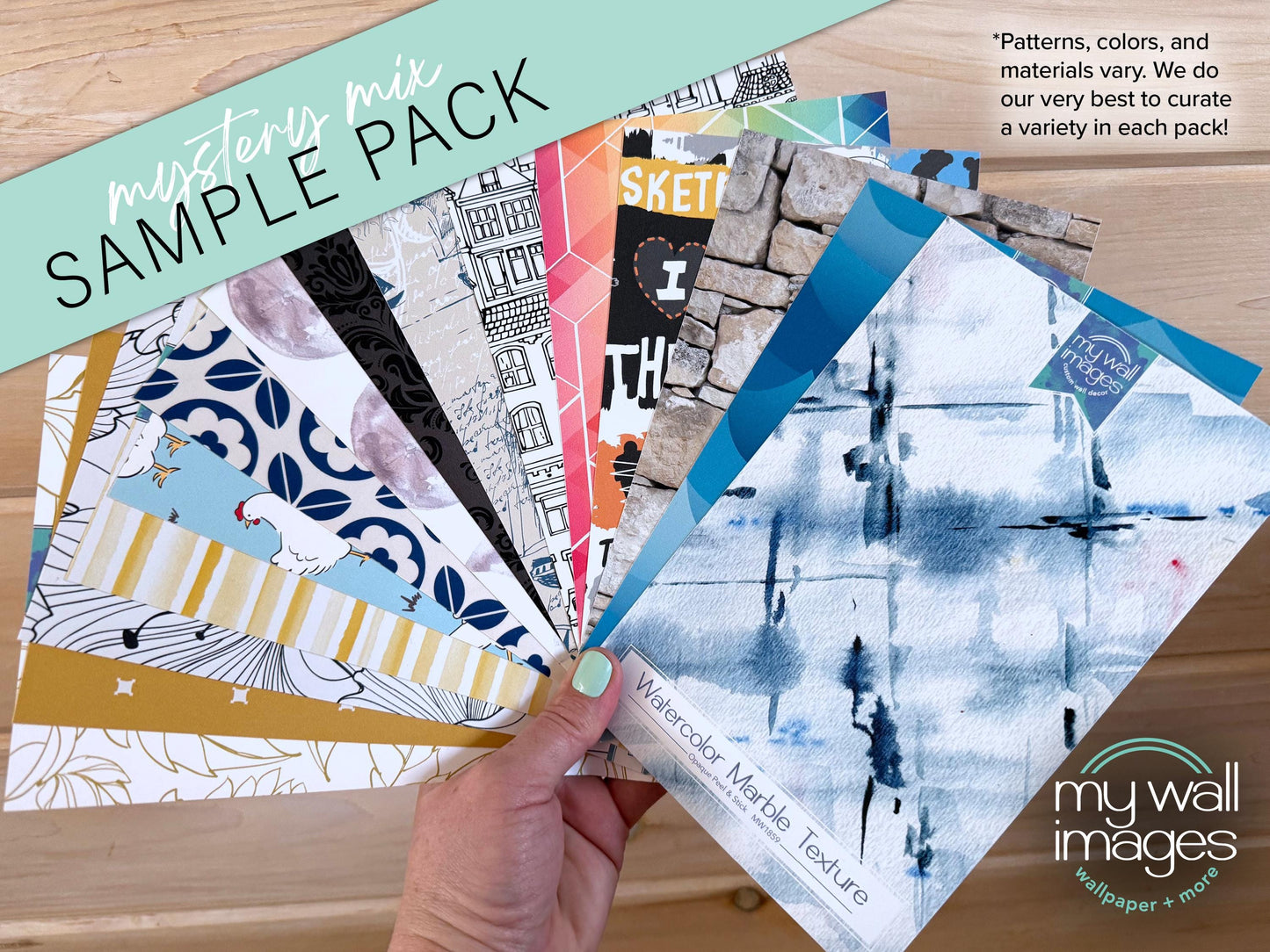 NEW! Wallpaper Sample Pack - 15 Sheets Fun Wallpaper Samples - Craft Supplies, Art Supplies - Peel and Stick, Wallpaper Samples - MW2240