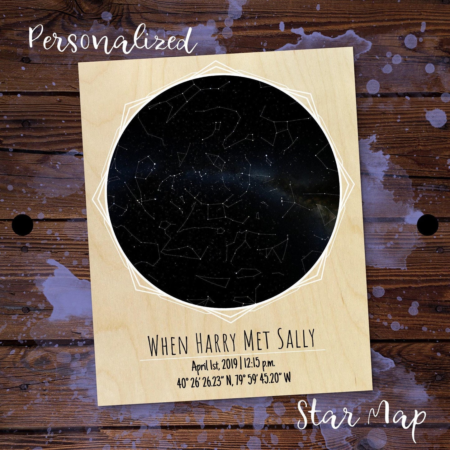 Custom Star Map Wood Print MWW0002