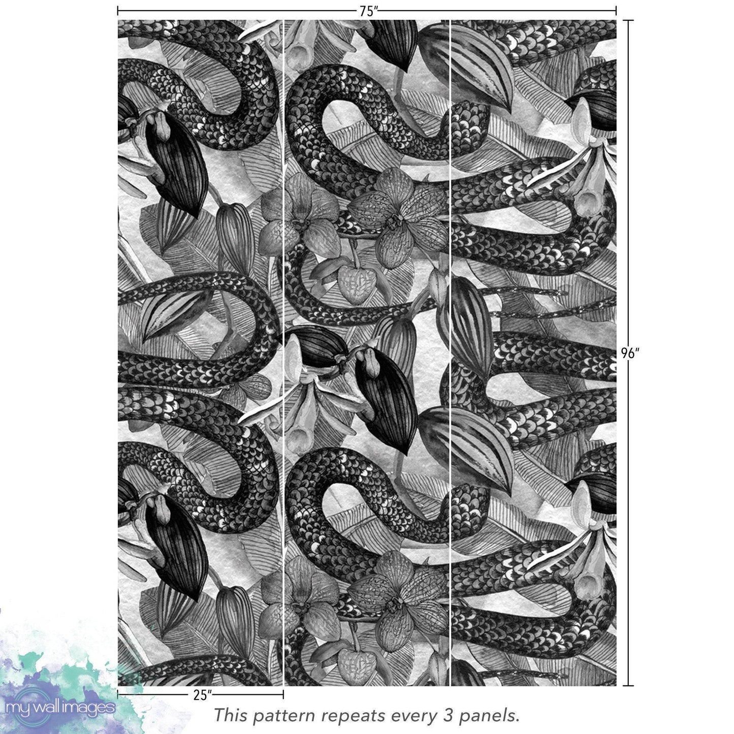Black and White Flowers and Snake Reptile Wallpaper MW1811