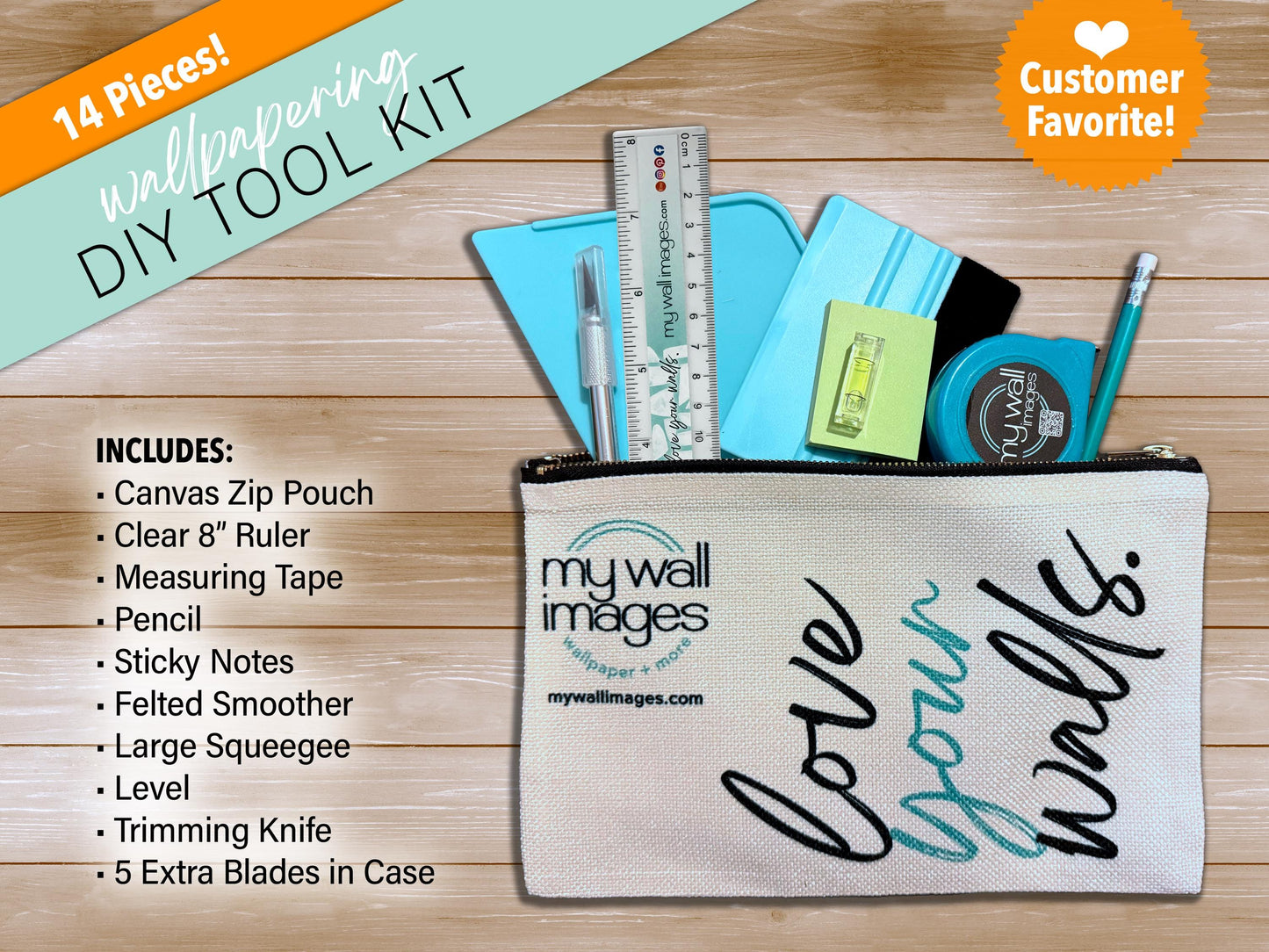 NEW! DIY Wallpaper Tool Kit - Wallpapering Supply Kit - Wallpaper Tools Kit - Beginners Tool Kit - Peel and Stick Wallpaper - MW2241