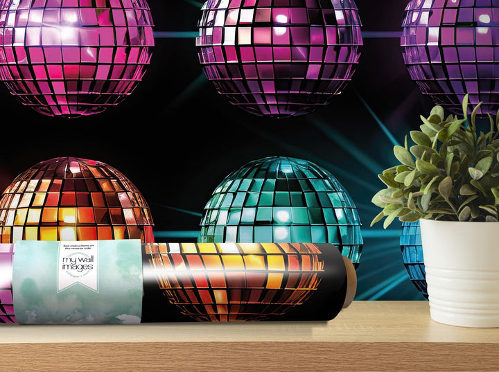 a bunch of disco balls sitting on top of a table