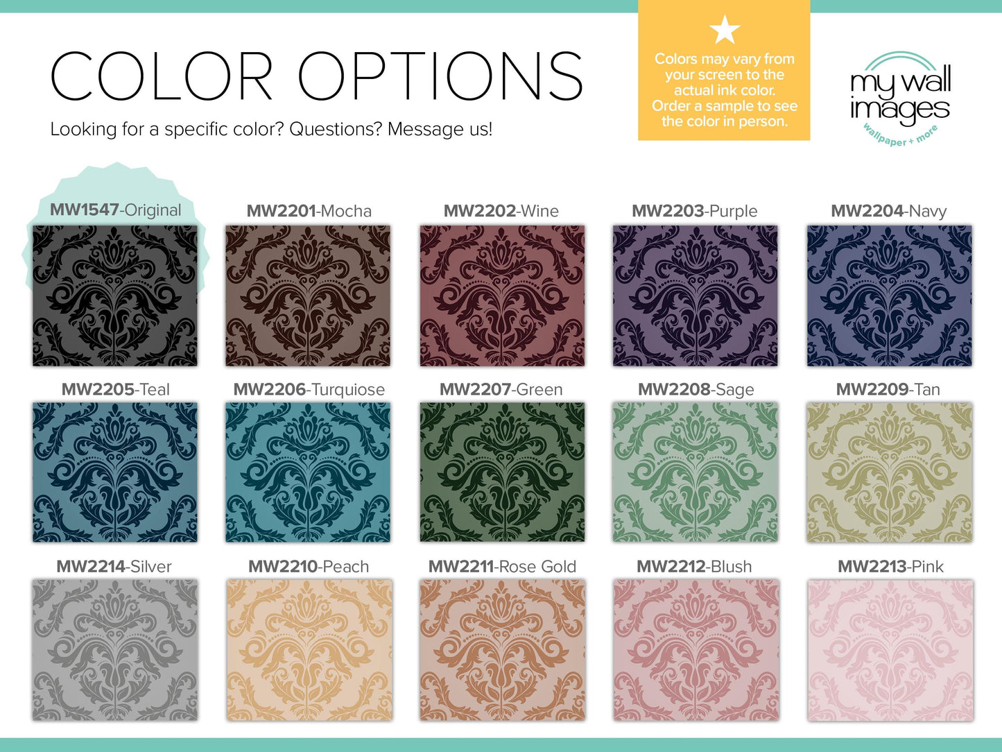 Vintage Dark Damask Wallpaper MW1547