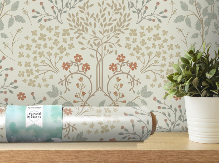 Calming Vintage Vines Peel and Stick Wallpaper - Natural Wall Covering - Wall Mural - Removable Wallpaper - Wall Decor - Accent - MW2160