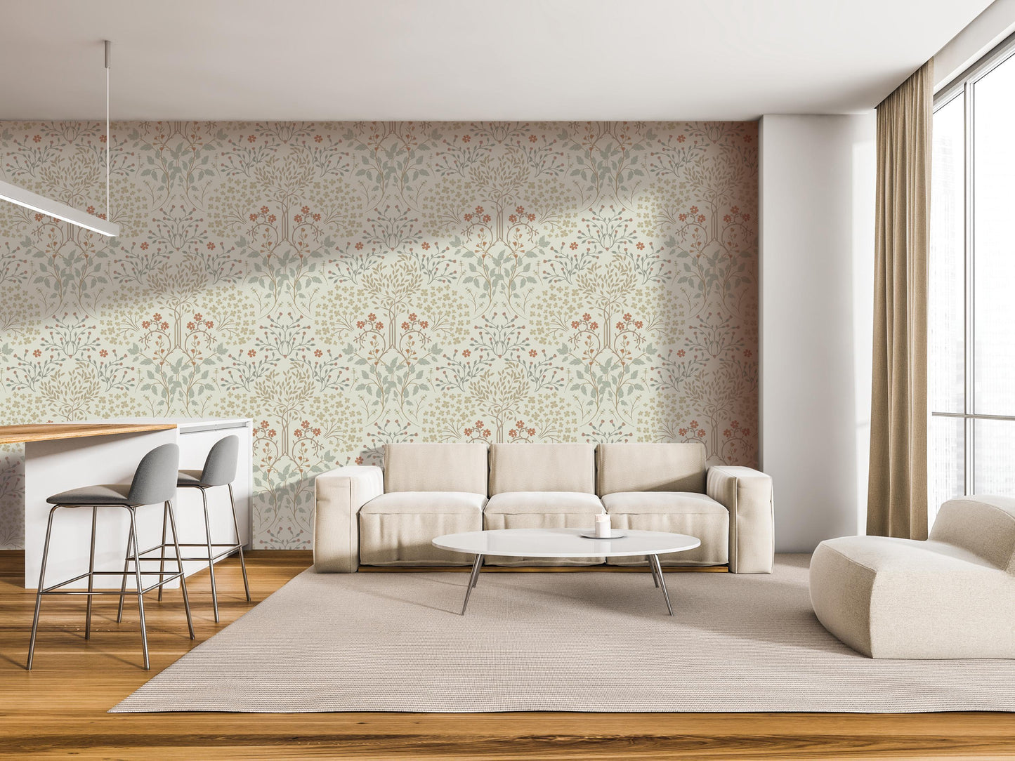 Calming Vintage Vines Peel and Stick Wallpaper - Natural Wall Covering - Wall Mural - Removable Wallpaper - Wall Decor - Accent - MW2160