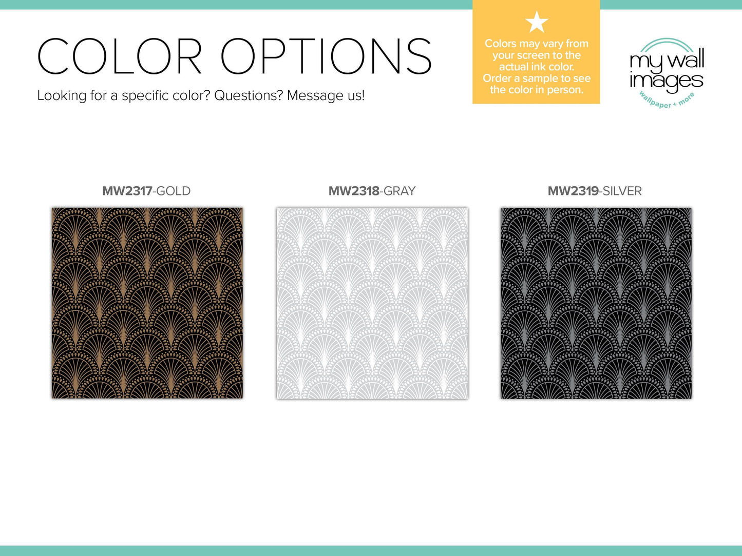 The image is a color options page that provides a selection of three different color options for a specific design. The options include gold, gray, and silver.