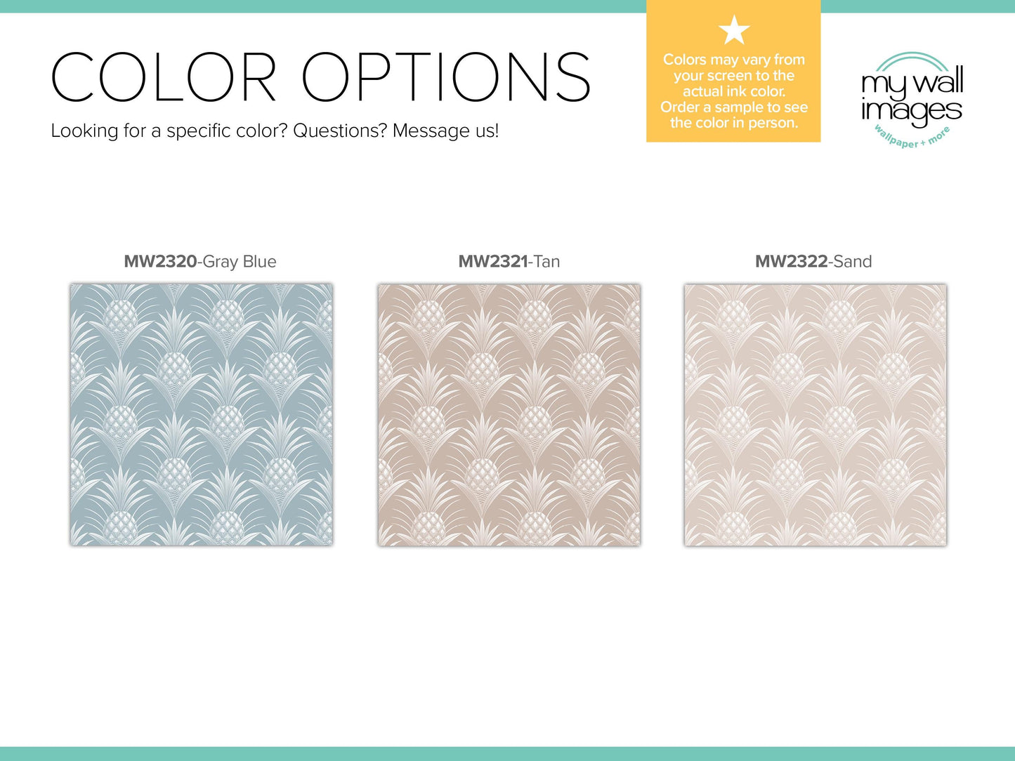 three different color options for a pattern, each with a unique color and design.