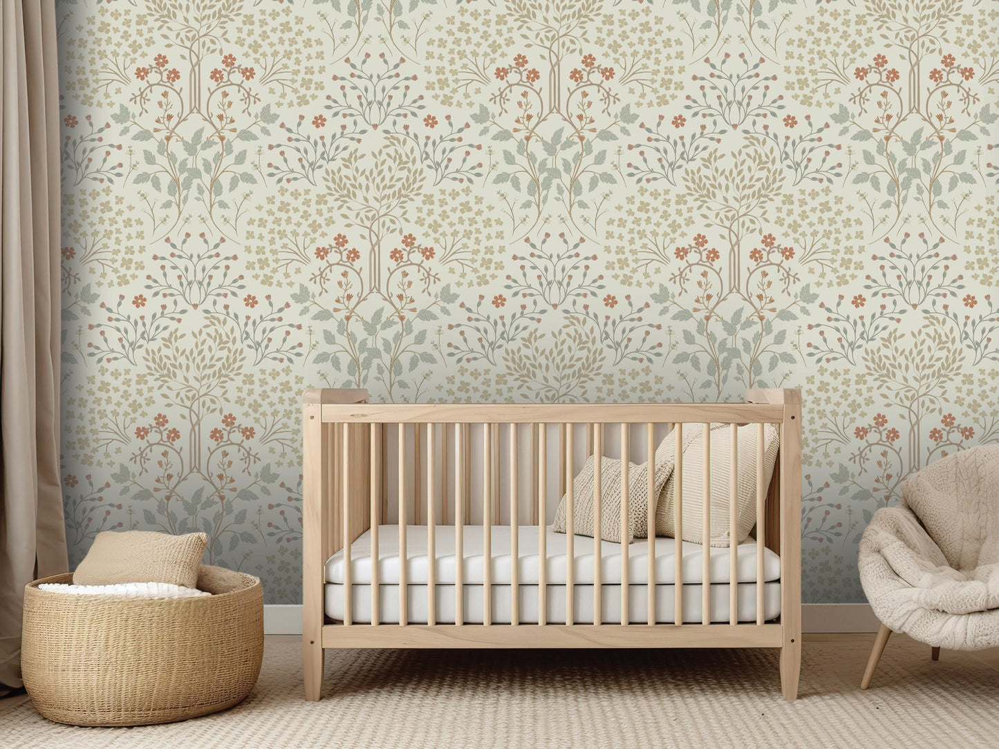 Calming Vintage Vines Peel and Stick Wallpaper - Natural Wall Covering - Wall Mural - Removable Wallpaper - Wall Decor - Accent - MW2160