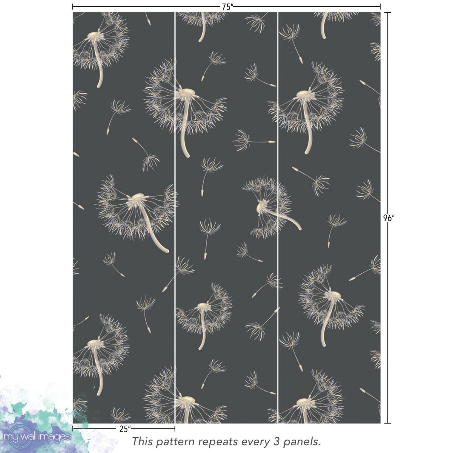 Cream Dandelions Wallpaper - Peel and Stick Wallpaper - Dandelions Mural - Removable Wallpaper - Wall Decor - Dandelion Art - MW1691