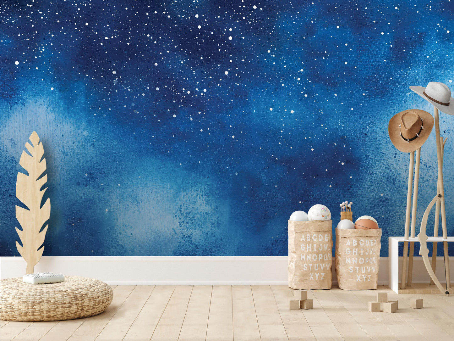 NEW! Watercolor Starry Night Sky Wall Mural - Peel and Stick, Unpasted, or Pre-pasted Wallpaper - Starry Night Mural - Outer Space - MW2243