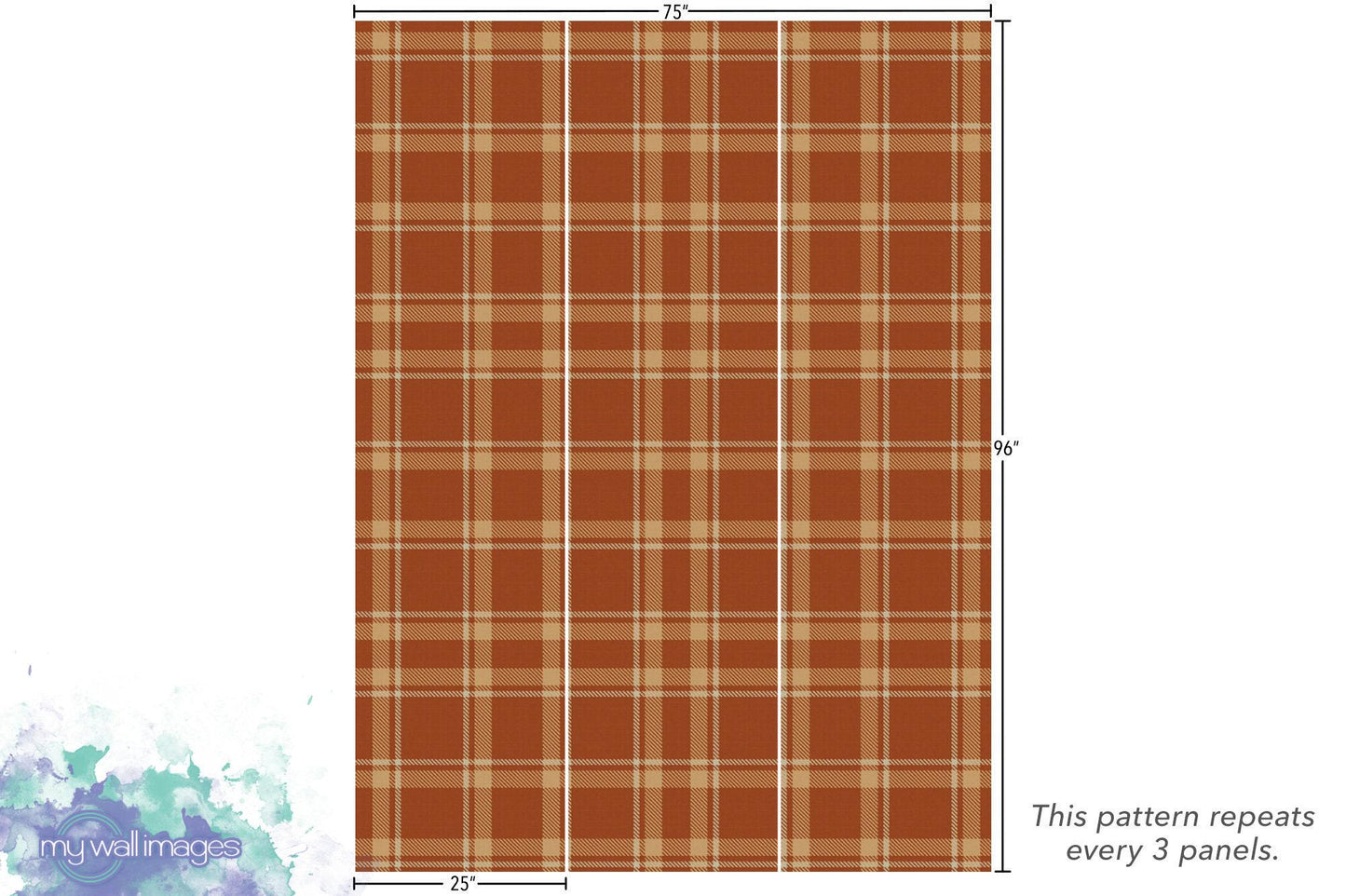 Orange and Gold Tartan Plaid, Removable Wallpaper, Wall Art, Peel and Stick Wallpaper, Mural, Fall Wallpaper, Harvest Accent Wall, MW1923