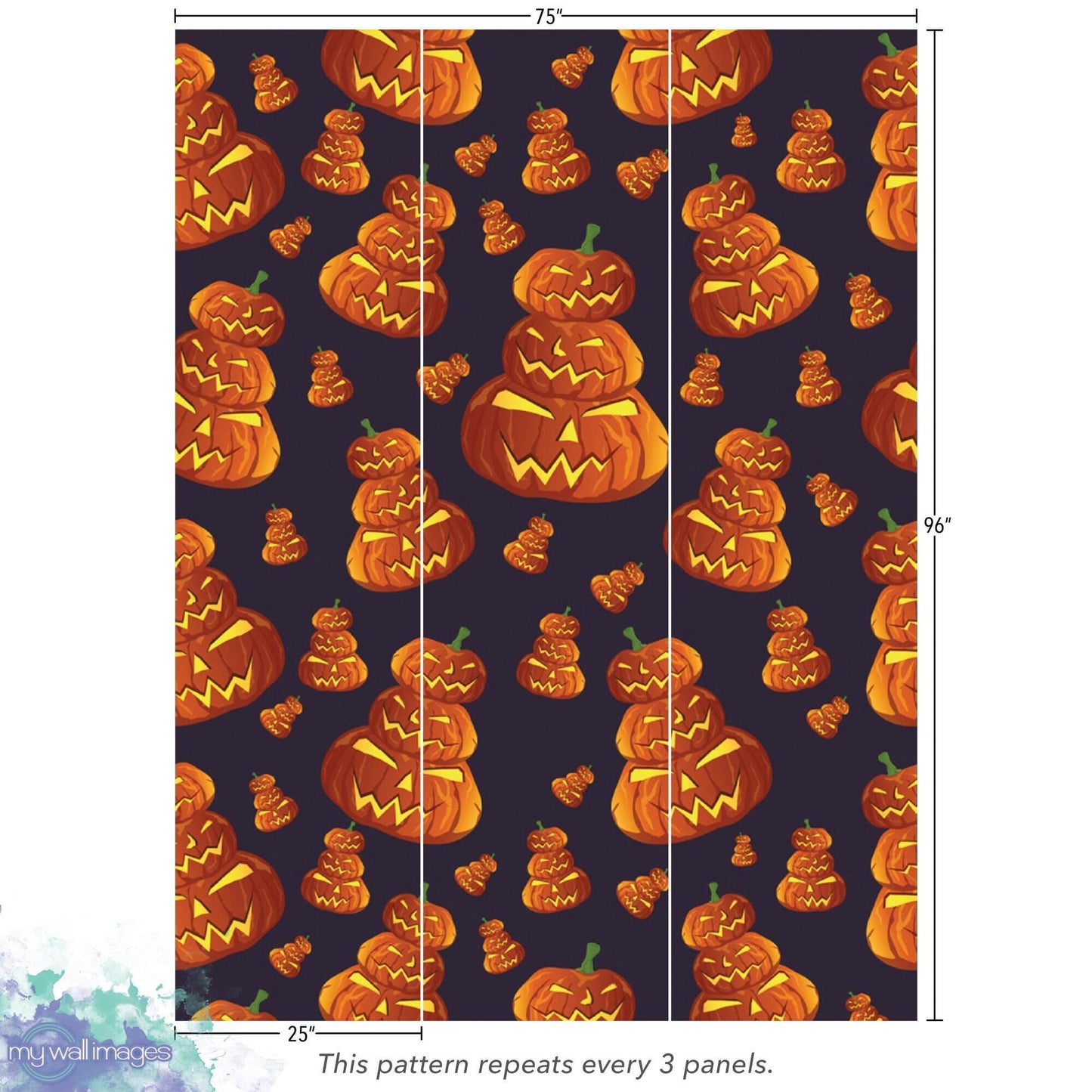 Stacked Pumpkins Temporary Removable Wallpaper, Wall Art, Peel and Stick Wallpaper, Mural, Fall Wallpaper, Accent Wall, MW1925