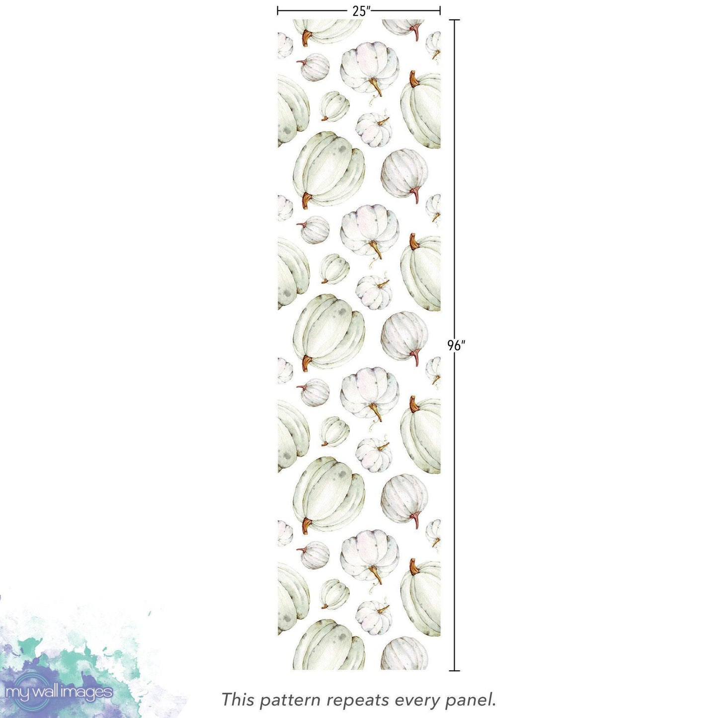 Pumpkins, Harvest, Fall Removable Wallpaper, Wall Art, Peel and Stick Wallpaper, Mural, Fall Wallpaper, Accent Wall, Pumpkin White, MW1910