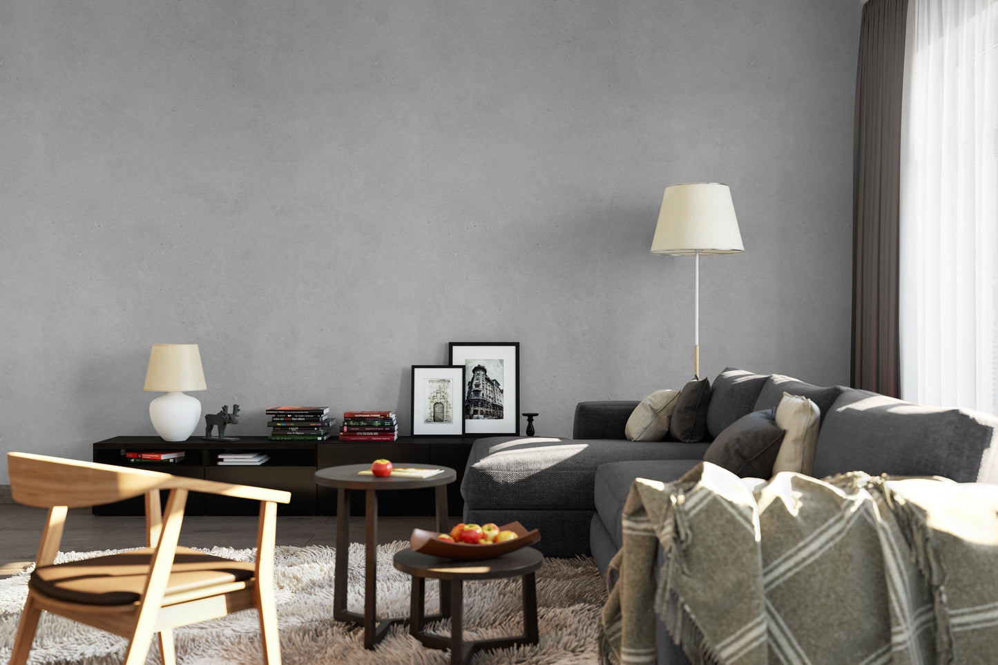 Concrete Block Mural | Gray Stone Peel and Stick Wallpaper (MW1210)