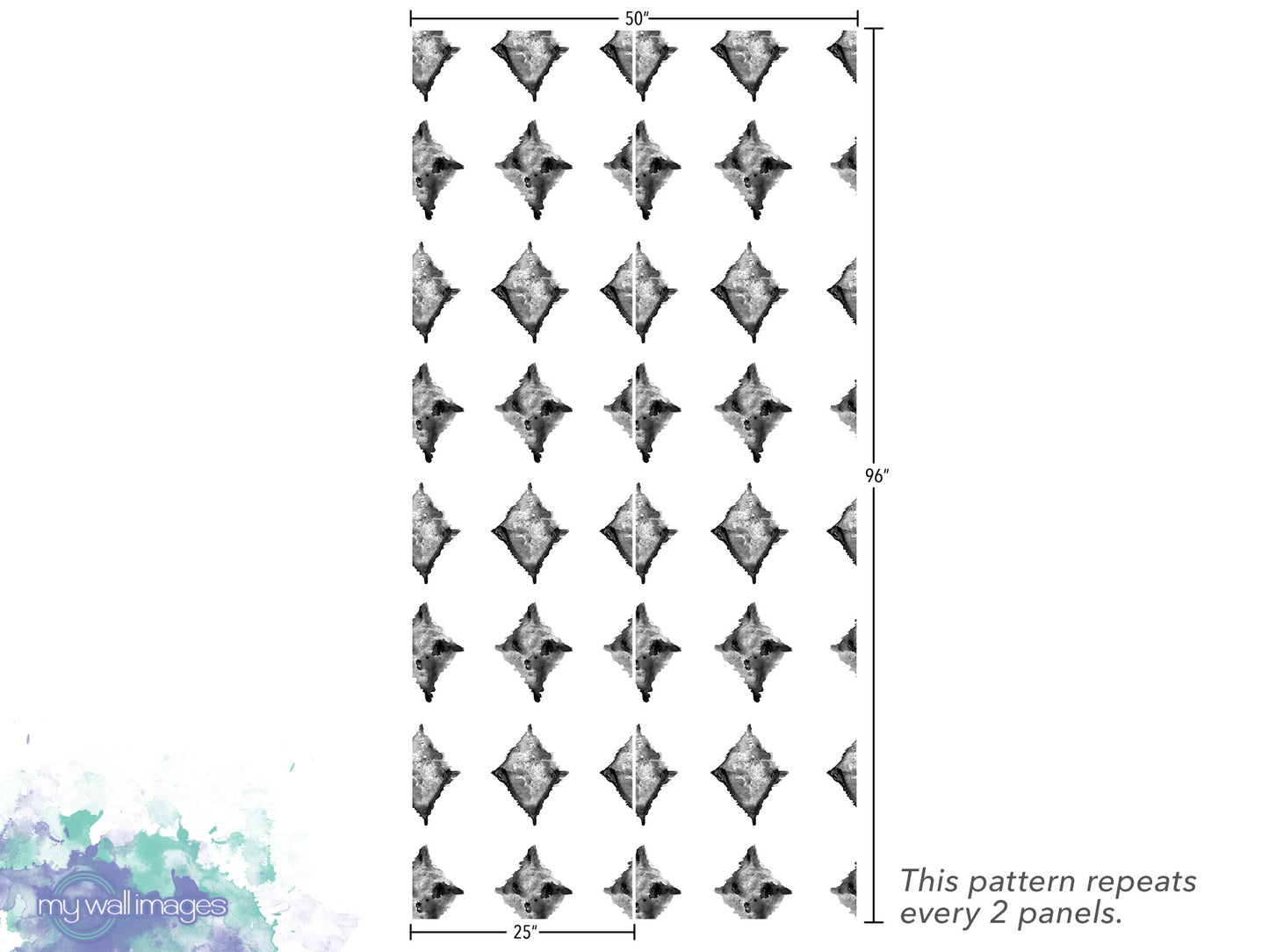 a repeating pattern of black diamond shapes, with the pattern repeating every 2 panels.