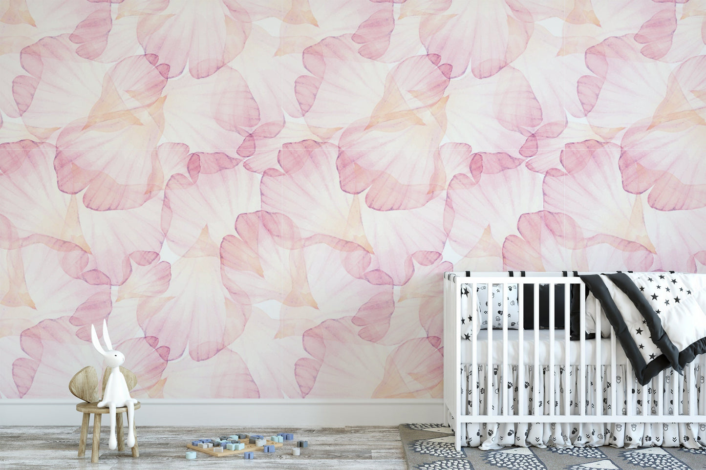 Blushing Pink Petals Wallpaper | Pastel Girls Floral Peel and Stick Mural (MW1018)