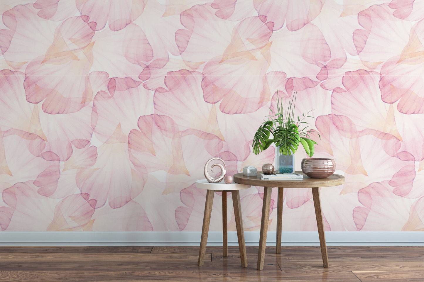 Blushing Pink Petals Wallpaper | Pastel Girls Floral Peel and Stick Mural (MW1018)