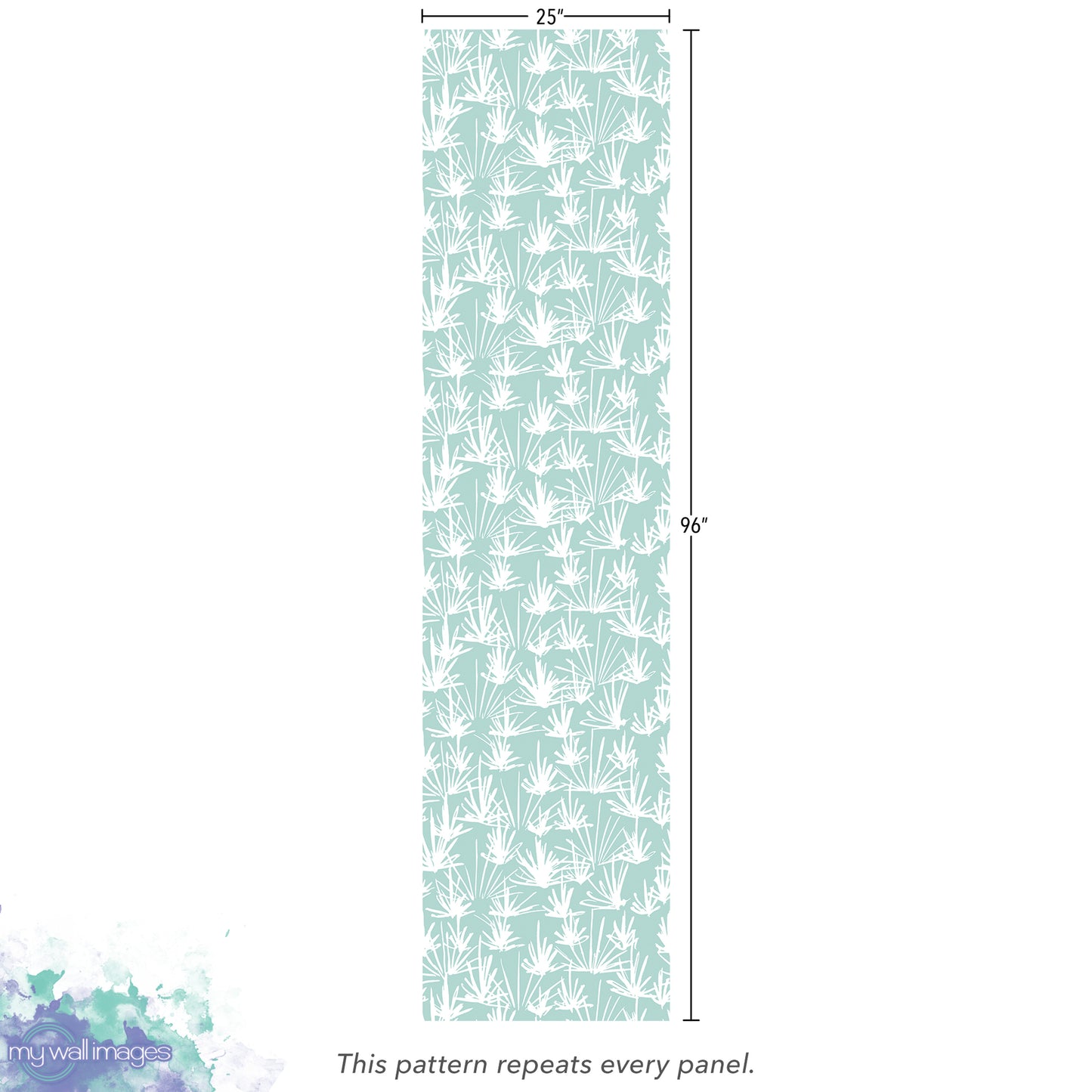 a repeating pattern of white leaves or flowers on a light green background. The pattern repeats every panel, and the image is described as a repeating pattern that repeats every panel.