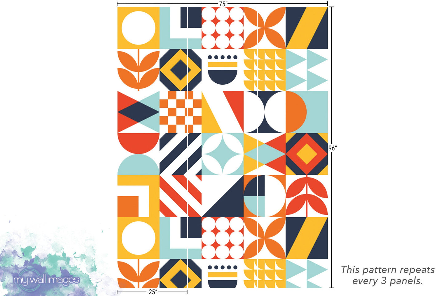 Colorful Fold Art Mural | Scandinavian Geometric Wallpaper (MW1711)