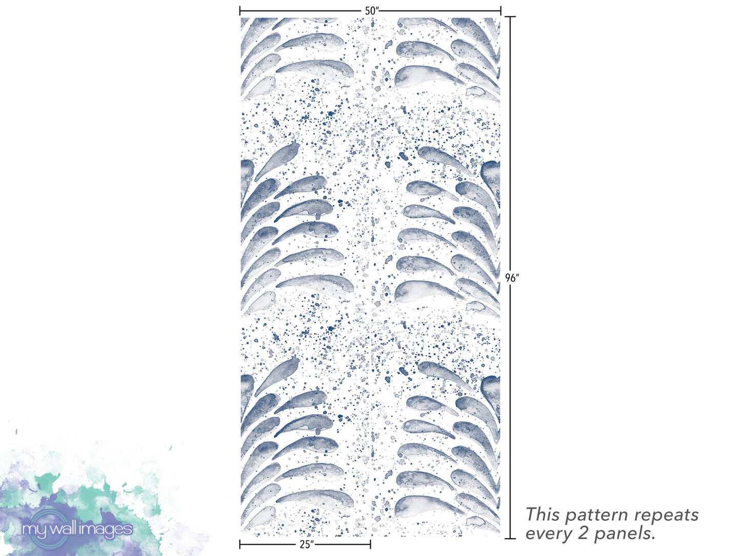 a repeating pattern of blue and white water droplets or splashes, with the pattern repeating every 2 panels.