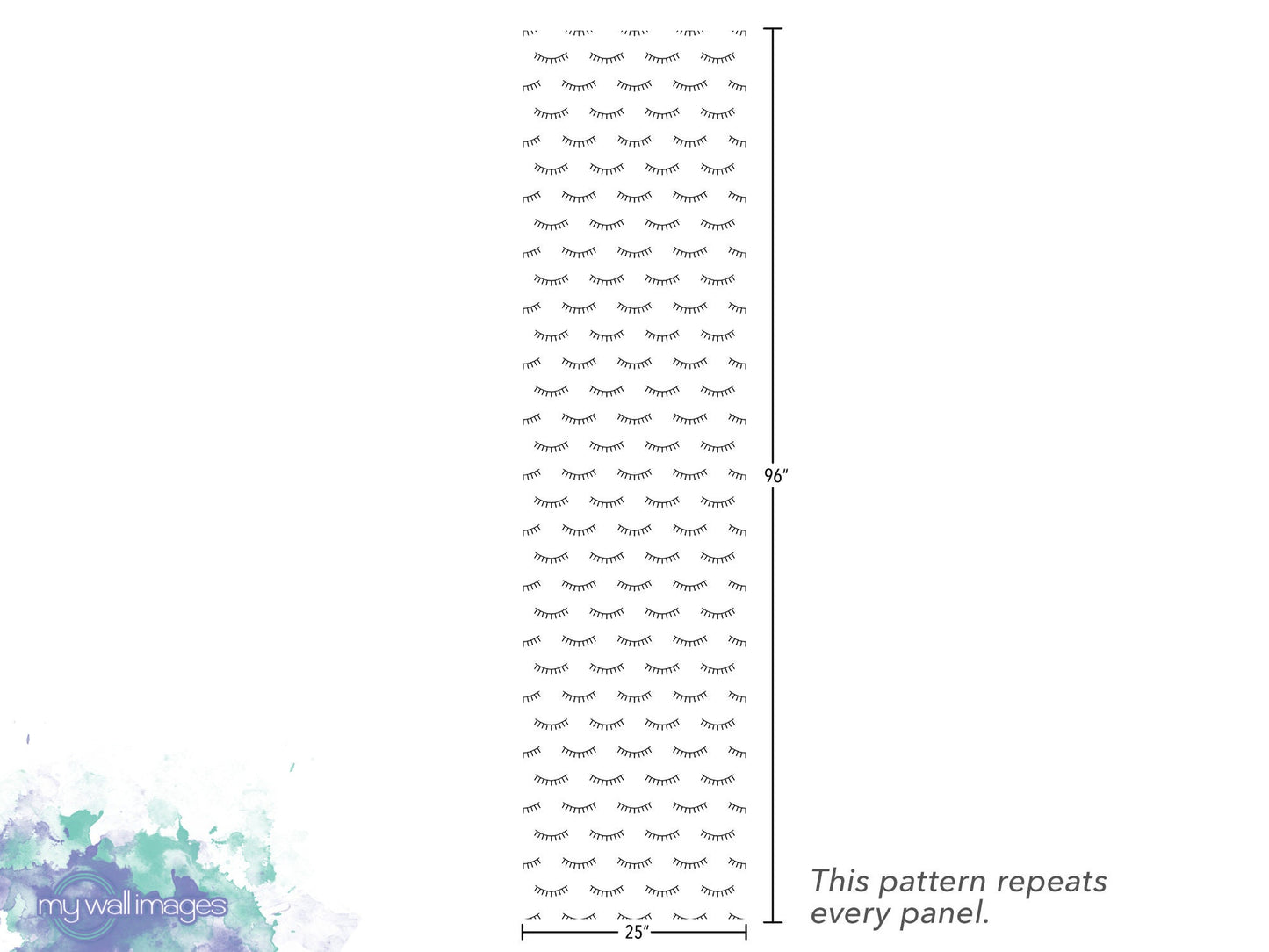 Eyelash Peel and Stick Wallpaper | Minimalist Black White Salon Mural (MW1717)