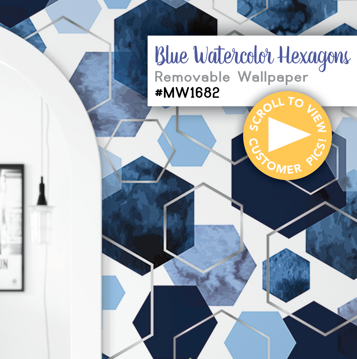 Blue Watercolor Hexagons