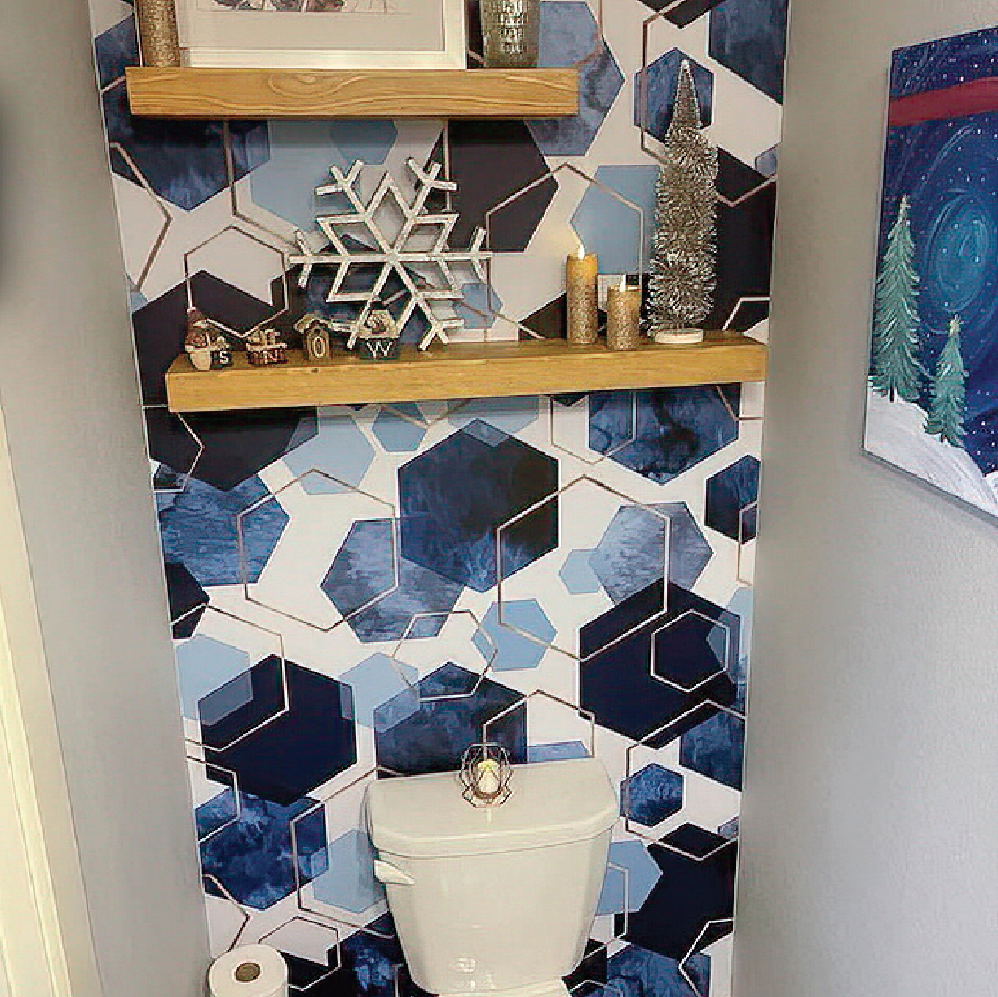 Blue Watercolor Hexagons